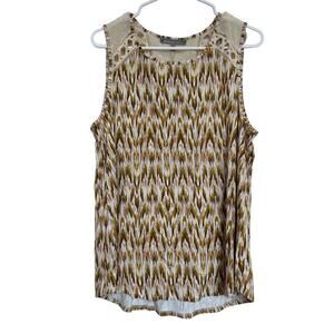 NWT Daniel Rainn Womens Abstract Printed Crochet Contrast Back Blouse Size L